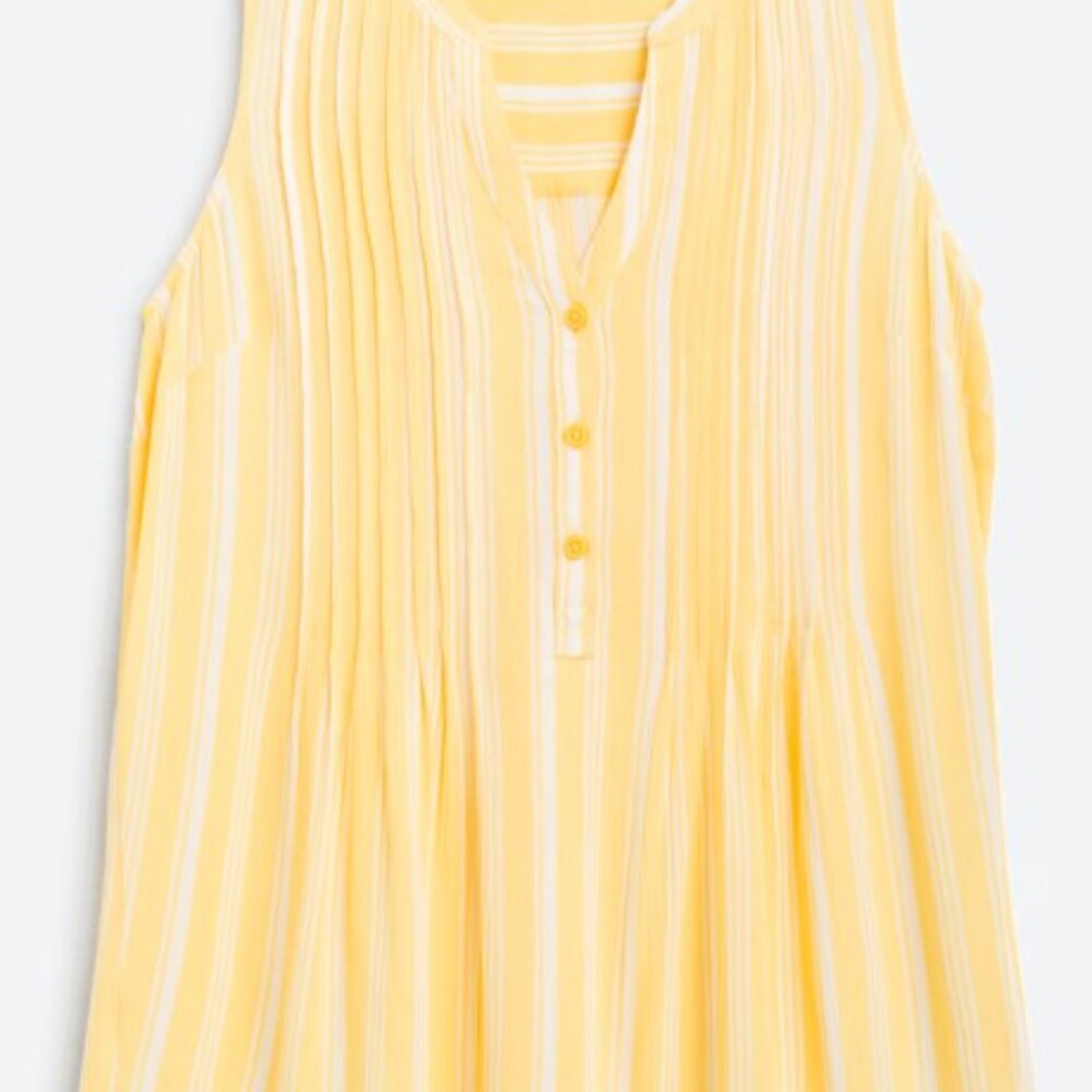 Sleeveless Blouse - Market & Spruce - Yellow & White Stripe Size Med